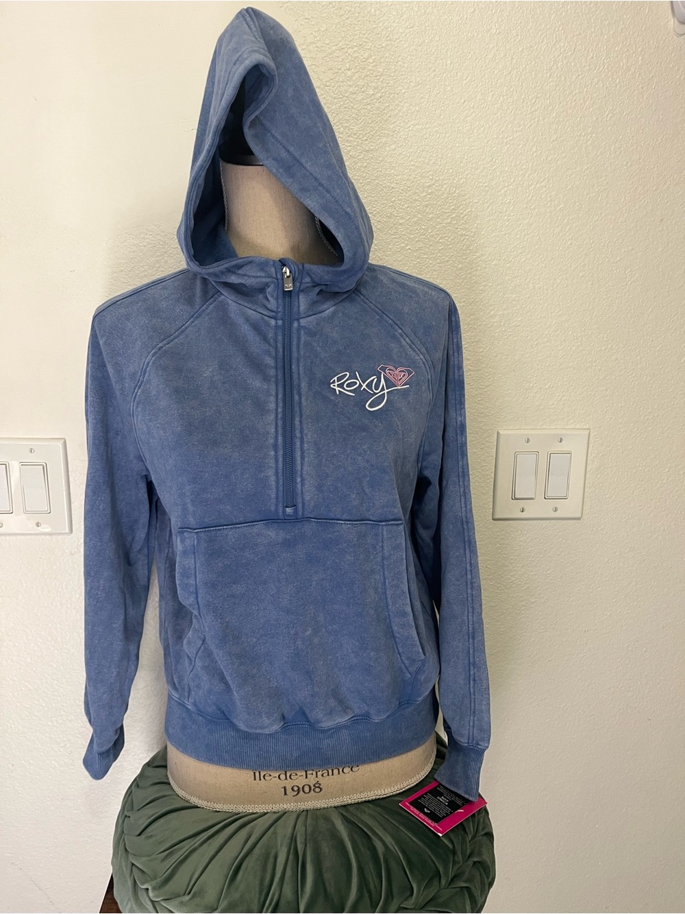 Roxy Washed Blue Half-Zip Hooded Sweatshirt